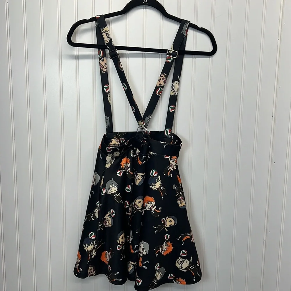 Hot Topic Haikyu!! Suspender‎ Circle Skirt Size M Black